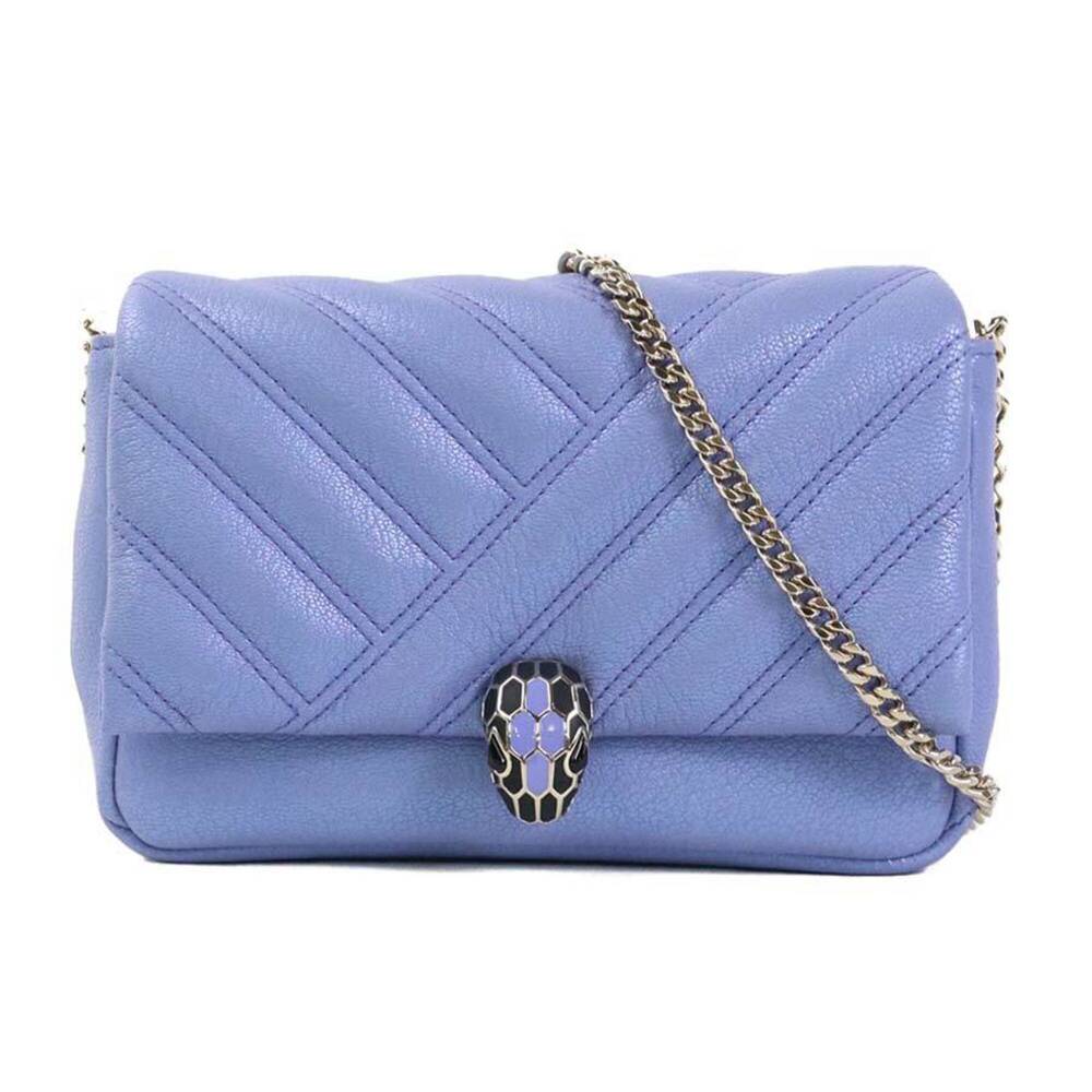 Bulgari BVLGARI Serpenti Forever Shoulder Bag, Leather, Metallic Purple, Wome...